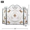 Elegant Gold Fleur-de-Lis Fireplace Screen - Decorative Fire Safety Barrier