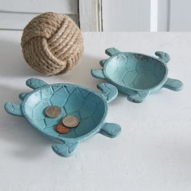 Sea Turtle Trinket Dishes Set of 2 - Decorative Coastal Home Decor