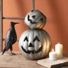 Set of Two Galvanized Pumpkin Luminaries