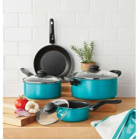 7 Piece Nonstick Cookware Set, Teal