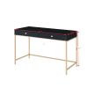 Ottey Writing Desk; Black High Gloss &amp; Gold Finish 93540