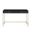 Ottey Writing Desk; Black High Gloss &amp; Gold Finish 93540