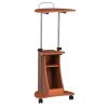 Techni Mobili Sit-to-Stand Rolling Adjustable Height Laptop Cart With Storage; Woodgrain