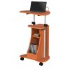 Techni Mobili Sit-to-Stand Rolling Adjustable Height Laptop Cart With Storage; Woodgrain