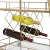 Golden Mobile Bar Serving Cart with Wine Rack and Glass Holder, 3-tier Shelves, Metal Frame and Temper Glass