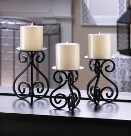 Elegant Scrollwork Candle Holder Trio Set - Decorative Stand for Home Decor