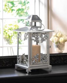 Elegant Silver Scrollwork Candle Lantern - Decorative Metal Lantern for Home and Garden Decor