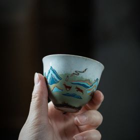 Japanese-style Ceramic Antique Stone Celadon Glaze Fu Rushan Tea Cup (Option: Teacup)