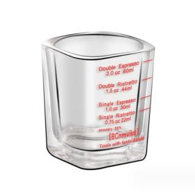 Thick Bottom Glass Small Square Cup With Scale 60m (Option: Red Scale Coffee Cup-60ML)