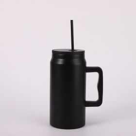 Portable Stainless Steel Large Capacity Vacuum Cup With Handle (Option: Black-1500ml)