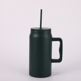 Portable Stainless Steel Large Capacity Vacuum Cup With Handle (Option: Dark Green-1500ml)