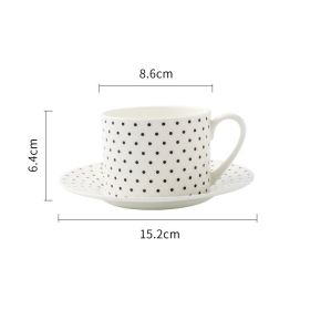 Coffee Cup Dish Suit Nordic Black And White Geometry European Creative Simple English Afternoon Tea Lovers Ceramic Cup (Option: Polka Dot-201 To 300ml)