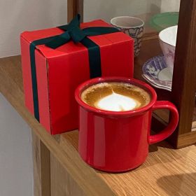 New Year Christmas Red Turn-over Ceramic Mug (Option: Pure Red Cup Without Pattern-270ml)