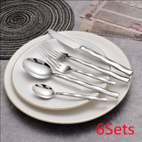 Featured Square Handle Knife, Fork And Spoon Hotel Restaurant Home (Option: 6Sets)