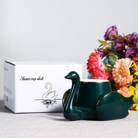 Creative Swan Ceramic Coffee Cup (Option: Swan Coffee Cup Green-101to200ml)