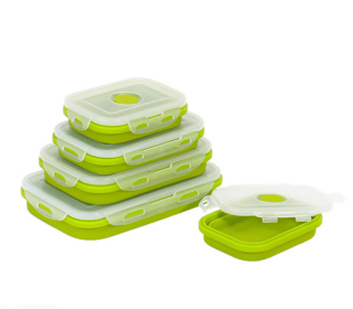 Reusable Pizza Storage Container with  Microwavable Serving Trays - Adjustable Pizza Slice Container to Organize & Save Space - BPA Free, Microwave, & (Color: Green, size: 800ML)