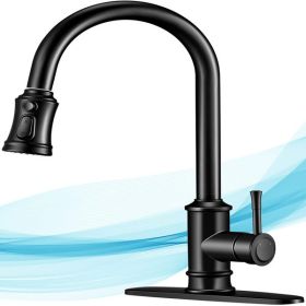 Kitchen Faucet- 3 Modes Pull Down Sprayer Kitchen Tap Faucet Head; Single Handle&Deck Plate for 1or3 Holes; 360Â¬âˆž Rotation; Stainless Steel No Lead fo (Color: as picture)