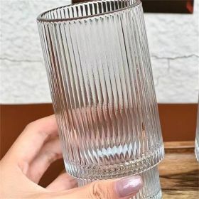 Household Fashion Simple Vertical Pattern Stacked Glass (Option: Bare Cup-301to400ml)