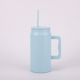 Portable Stainless Steel Large Capacity Vacuum Cup With Handle (Option: Light Blue-1500ml)