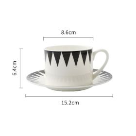 Coffee Cup Dish Suit Nordic Black And White Geometry European Creative Simple English Afternoon Tea Lovers Ceramic Cup (Option: Big Triangle-201 To 300ml)