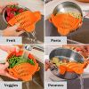 Kitchen Snap N Strain Pot Strainer and Pasta Strainer - Adjustable Silicone Clip On Strainer for Pots, Pans, and Bowls - Gray