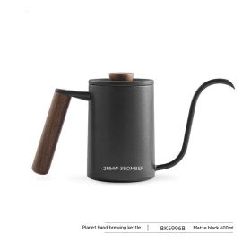 Bomber Hand Rushed Planet Hand Made Coffee Maker Solid Wood Handle (Option: Matte Black 600ML)